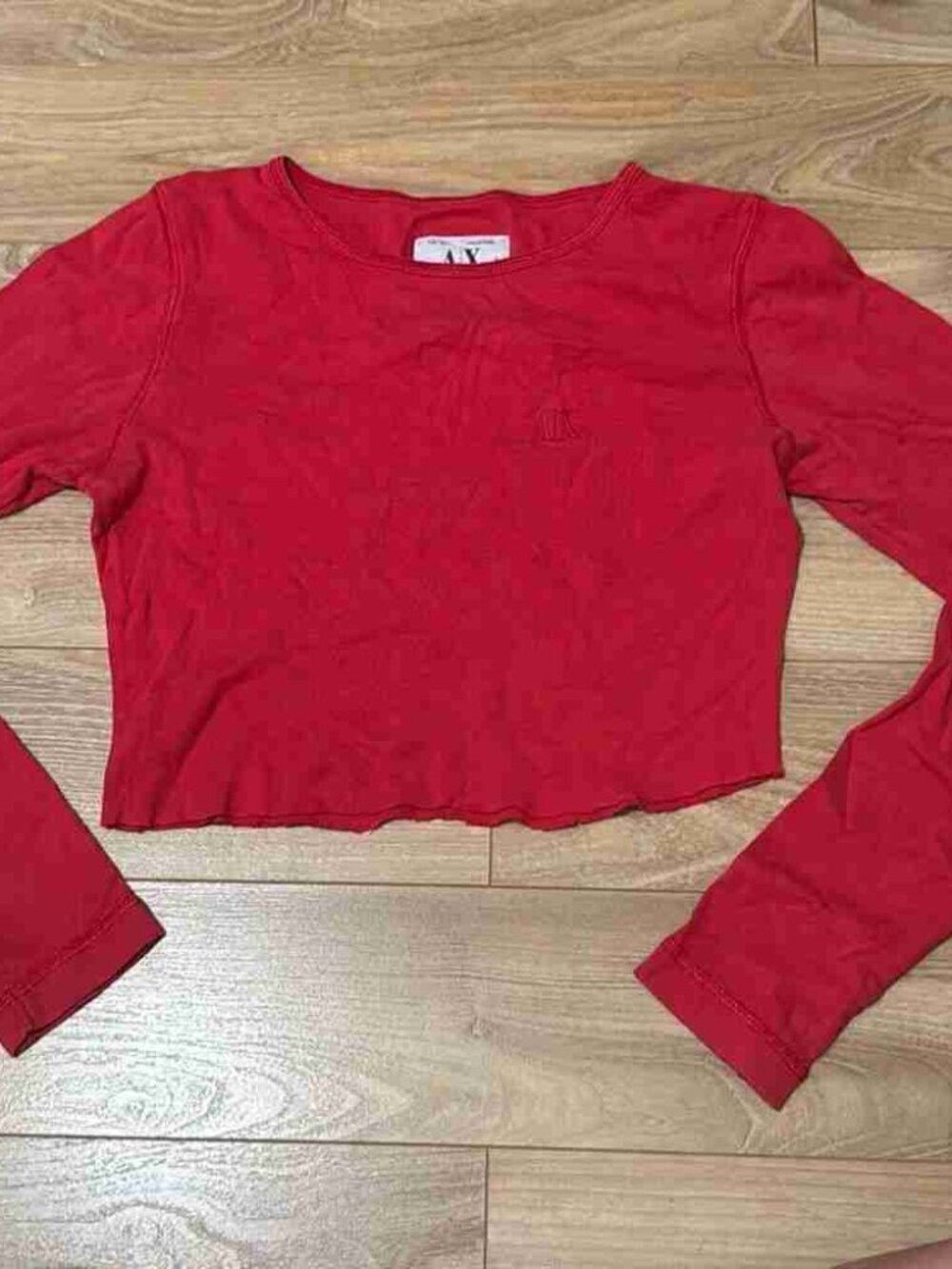 Armaniexchange red long sleeve cropped top size small